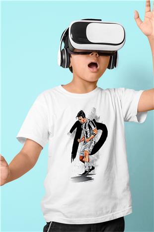 Paulo Dybala Baskılı Beyaz Unisex Beyaz Çocuk Tişört - Tshirt