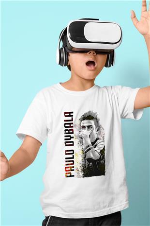 Paulo Dybala Baskılı Beyaz Unisex Beyaz Çocuk Tişört - Tshirt