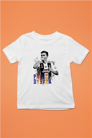 Paulo Dybala Baskılı Beyaz Unisex Beyaz Çocuk Tişört - Tshirt