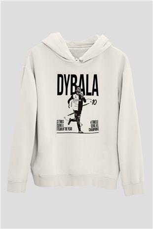 Paulo Dybala Baskılı Beyaz Unisex Kapüşonlu Sweatshirt