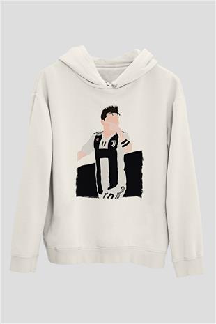 Paulo Dybala Baskılı Beyaz Unisex Kapüşonlu Sweatshirt