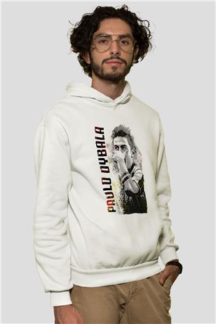 Paulo Dybala Baskılı Beyaz Unisex Kapüşonlu Sweatshirt