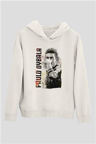 Paulo Dybala Baskılı Beyaz Unisex Kapüşonlu Sweatshirt