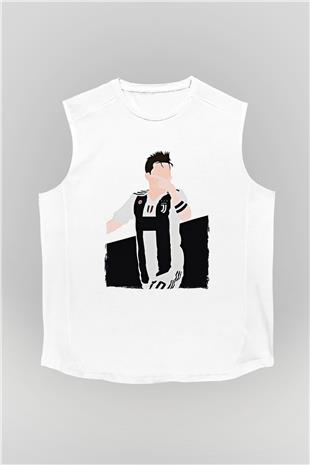 Paulo Dybala Baskılı Beyaz Unisex Kolsuz Tişört - Tshirt