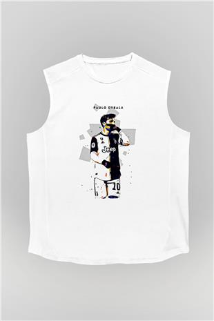 Paulo Dybala Baskılı Beyaz Unisex Kolsuz Tişört - Tshirt