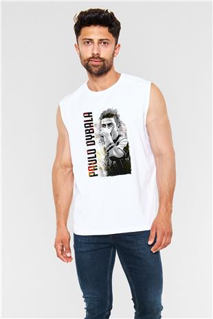 Paulo Dybala Baskılı Beyaz Unisex Kolsuz Tişört - Tshirt