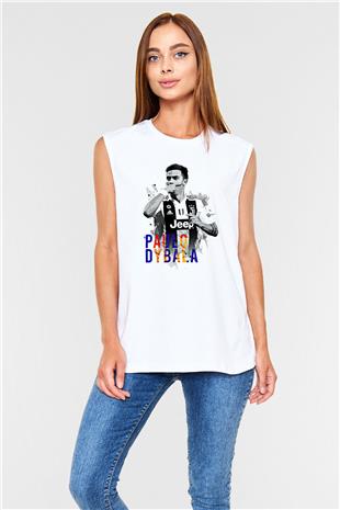 Paulo Dybala Baskılı Beyaz Unisex Kolsuz Tişört - Tshirt