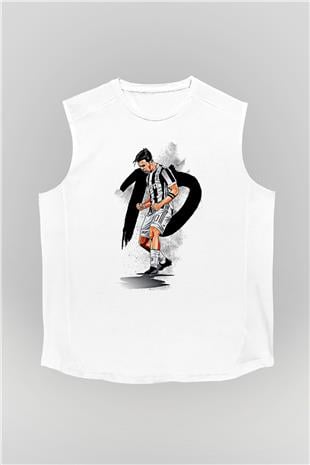 Paulo Dybala Baskılı Beyaz Unisex Kolsuz Tişört - Tshirt