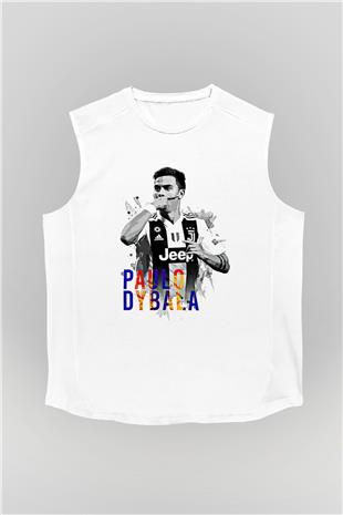 Paulo Dybala Baskılı Beyaz Unisex Kolsuz Tişört - Tshirt