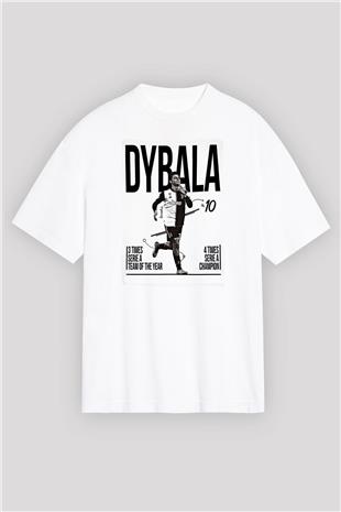 Paulo Dybala Baskılı Beyaz Unisex Oversize Tişört - Tshirt