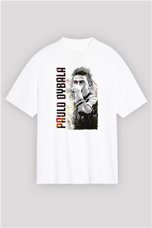 Paulo Dybala Baskılı Beyaz Unisex Oversize Tişört - Tshirt