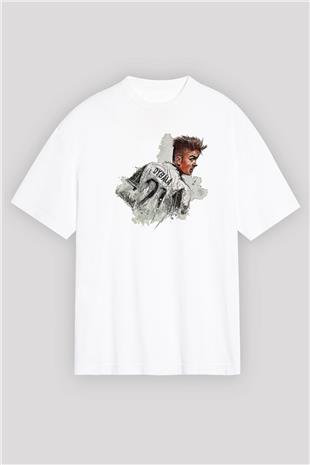 Paulo Dybala Baskılı Beyaz Unisex Oversize Tişört - Tshirt
