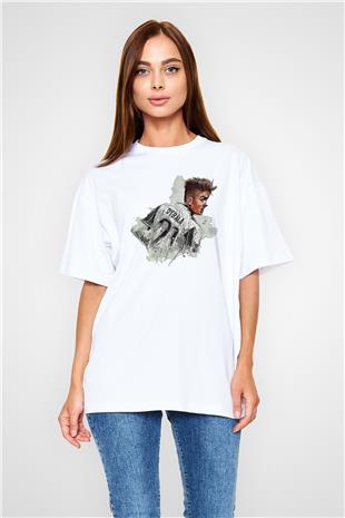 Paulo Dybala Baskılı Beyaz Unisex Oversize Tişört - Tshirt
