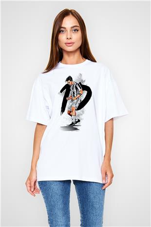 Paulo Dybala Baskılı Beyaz Unisex Oversize Tişört - Tshirt