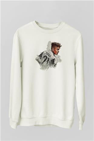 Paulo Dybala Baskılı Beyaz Unisex Sweatshirt