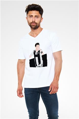 Paulo Dybala Baskılı Beyaz Unisex V Yaka Tişört - Tshirt