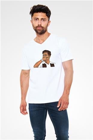 Paulo Dybala Baskılı Beyaz Unisex V Yaka Tişört - Tshirt