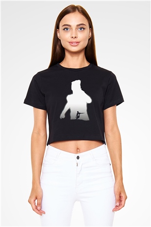 Paulo Dybala Baskılı Siyah Crop Top Kadın Tişört - Tshirt