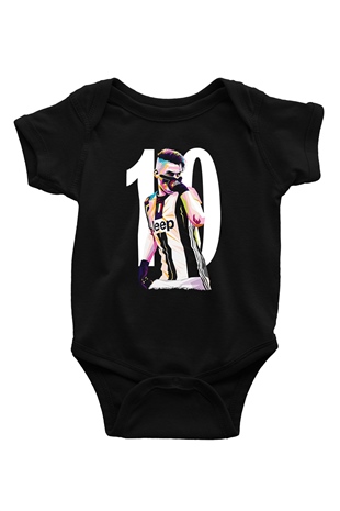 Paulo Dybala Baskılı Unisex Siyah Bebek Body - Zıbın