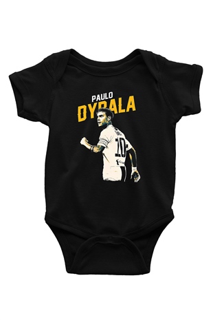 Paulo Dybala Baskılı Unisex Siyah Bebek Body - Zıbın