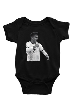 Paulo Dybala Baskılı Unisex Siyah Bebek Body - Zıbın
