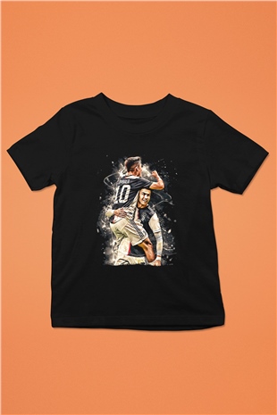 Paulo Dybala Baskılı Unisex Siyah Çocuk Tişört - Tshirt