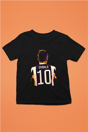 Paulo Dybala Baskılı Unisex Siyah Çocuk Tişört - Tshirt