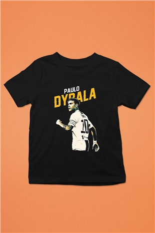 Paulo Dybala Baskılı Unisex Siyah Çocuk Tişört - Tshirt