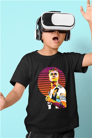Paulo Dybala Baskılı Unisex Siyah Çocuk Tişört - Tshirt