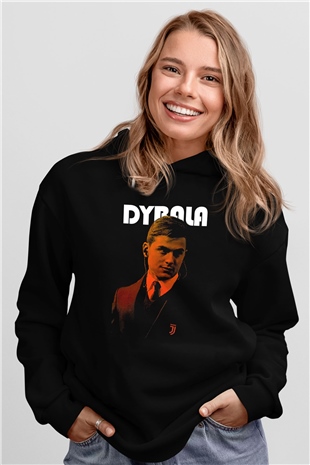Paulo Dybala Baskılı Unisex Siyah Kapüşonlu Sweatshirt