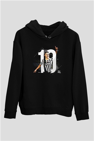 Paulo Dybala Baskılı Unisex Siyah Kapüşonlu Sweatshirt