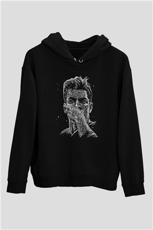Paulo Dybala Baskılı Unisex Siyah Kapüşonlu Sweatshirt