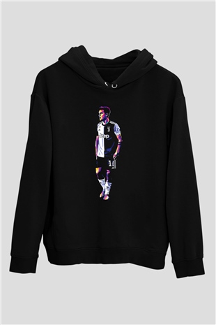 Paulo Dybala Baskılı Unisex Siyah Kapüşonlu Sweatshirt
