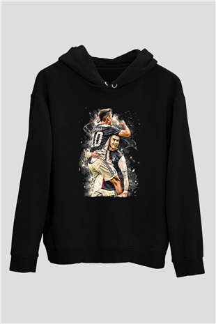 Paulo Dybala Baskılı Unisex Siyah Kapüşonlu Sweatshirt