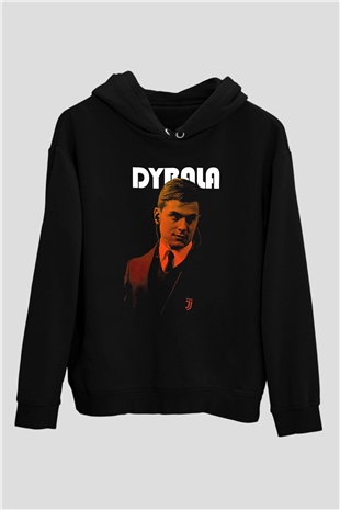 Paulo Dybala Baskılı Unisex Siyah Kapüşonlu Sweatshirt