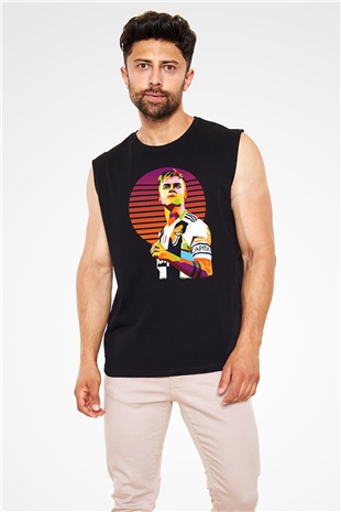 Paulo Dybala Baskılı Unisex Siyah Kolsuz Tişört - Tshirt