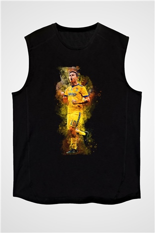 Paulo Dybala Baskılı Unisex Siyah Kolsuz Tişört - Tshirt