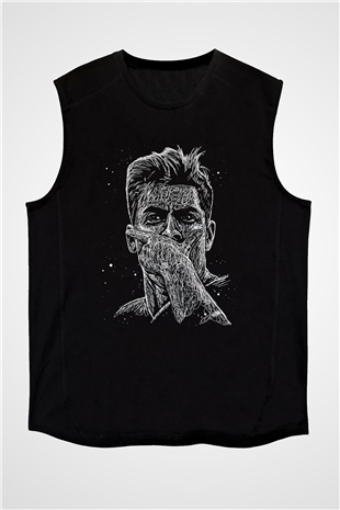 Paulo Dybala Baskılı Unisex Siyah Kolsuz Tişört - Tshirt