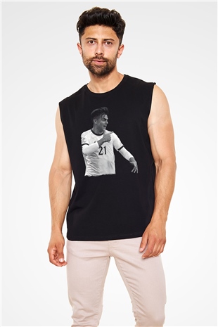 Paulo Dybala Baskılı Unisex Siyah Kolsuz Tişört - Tshirt