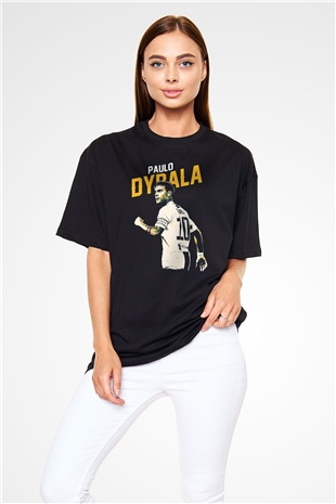 Paulo Dybala Baskılı Unisex Siyah Oversize Tişört - Tshirt