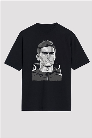 Paulo Dybala Baskılı Unisex Siyah Oversize Tişört - Tshirt