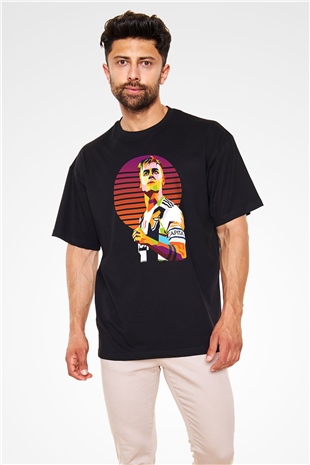 Paulo Dybala Baskılı Unisex Siyah Oversize Tişört - Tshirt