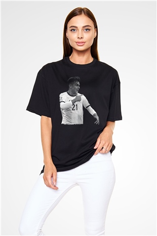 Paulo Dybala Baskılı Unisex Siyah Oversize Tişört - Tshirt