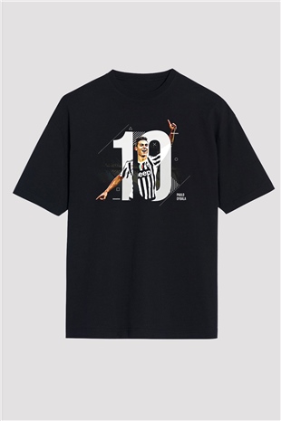 Paulo Dybala Baskılı Unisex Siyah Oversize Tişört - Tshirt