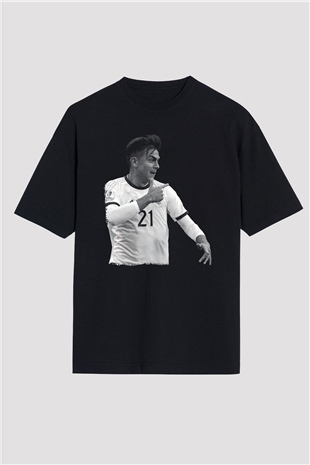 Paulo Dybala Baskılı Unisex Siyah Oversize Tişört - Tshirt