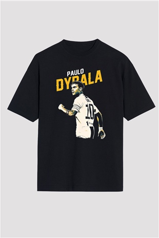 Paulo Dybala Baskılı Unisex Siyah Oversize Tişört - Tshirt