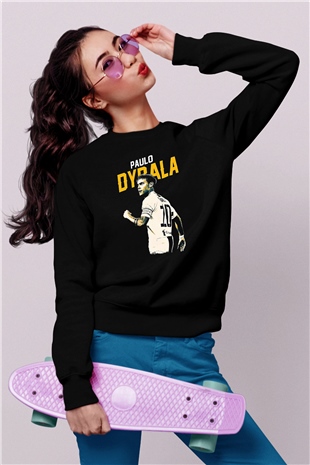 Paulo Dybala Baskılı Unisex Siyah Sweatshirt