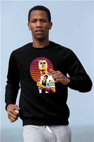 Paulo Dybala Baskılı Unisex Siyah Sweatshirt