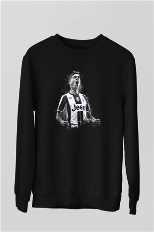 Paulo Dybala Baskılı Unisex Siyah Sweatshirt