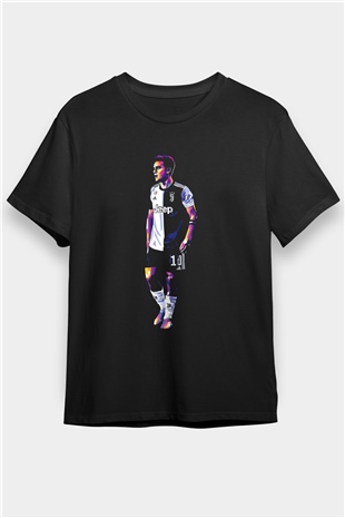 Paulo Dybala Baskılı Unisex Siyah Tişört - Tshirt